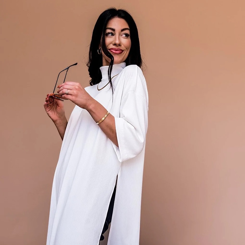 White Mock Neck Top